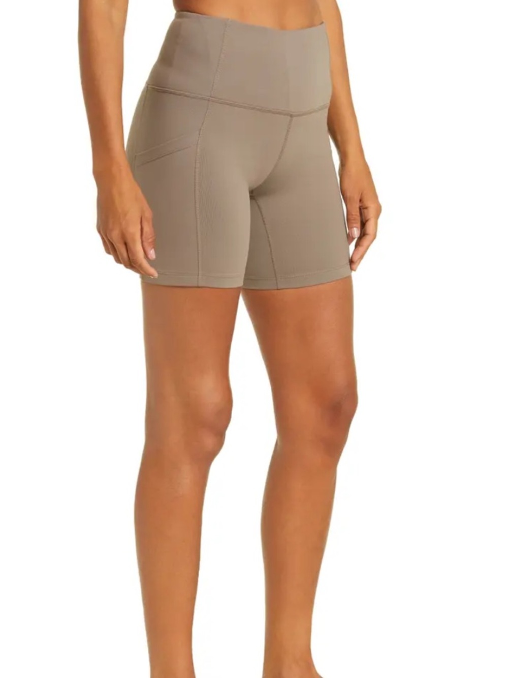 Zella Mauve Taupe High-Rise Bike Shorts with Side Pockets